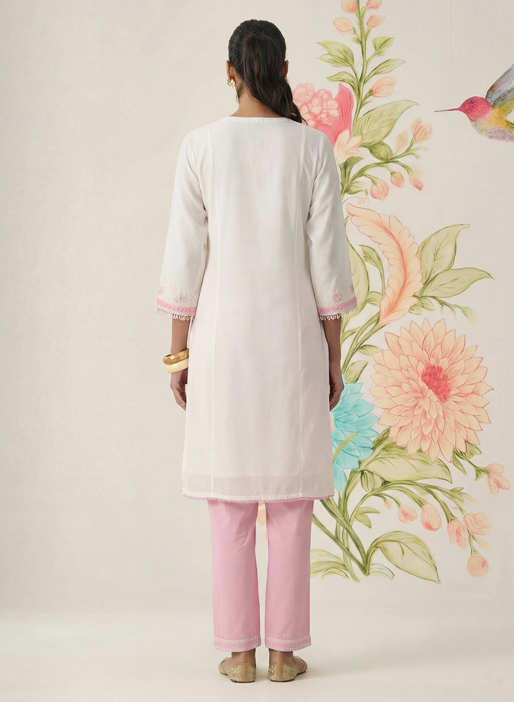 Mysaara Pink Embroidered Georgette Suit Set with Dupatta