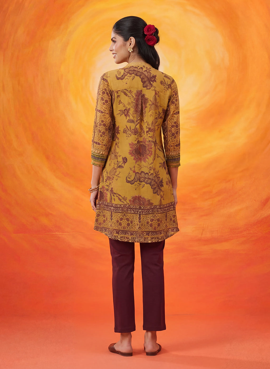Paakhi Mustard Printed Shantoon Tunic