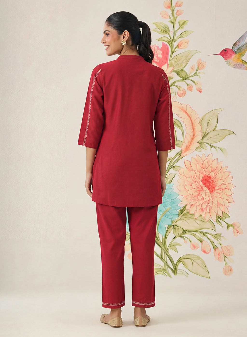 Chavi Red Embroidered Co-ord Set