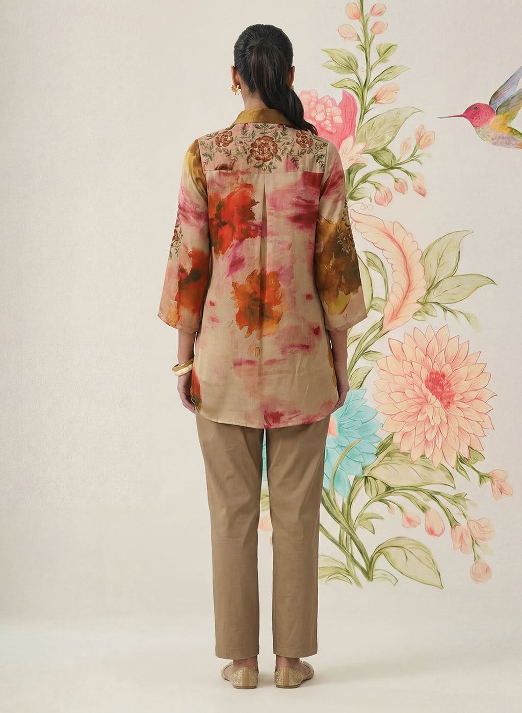 Liz Gold Printed Satin Shirt