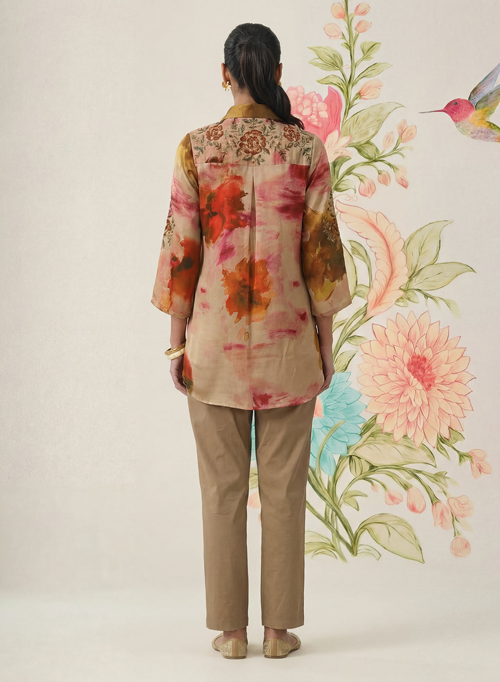 Liz Gold Printed Satin Shirt