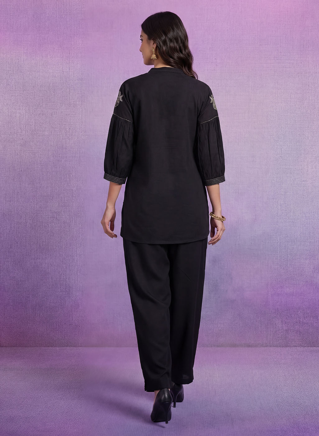 Black Embroidered Co-ord Set
