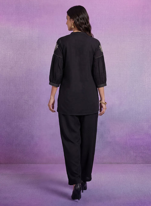 Black Embroidered Co-ord Set
