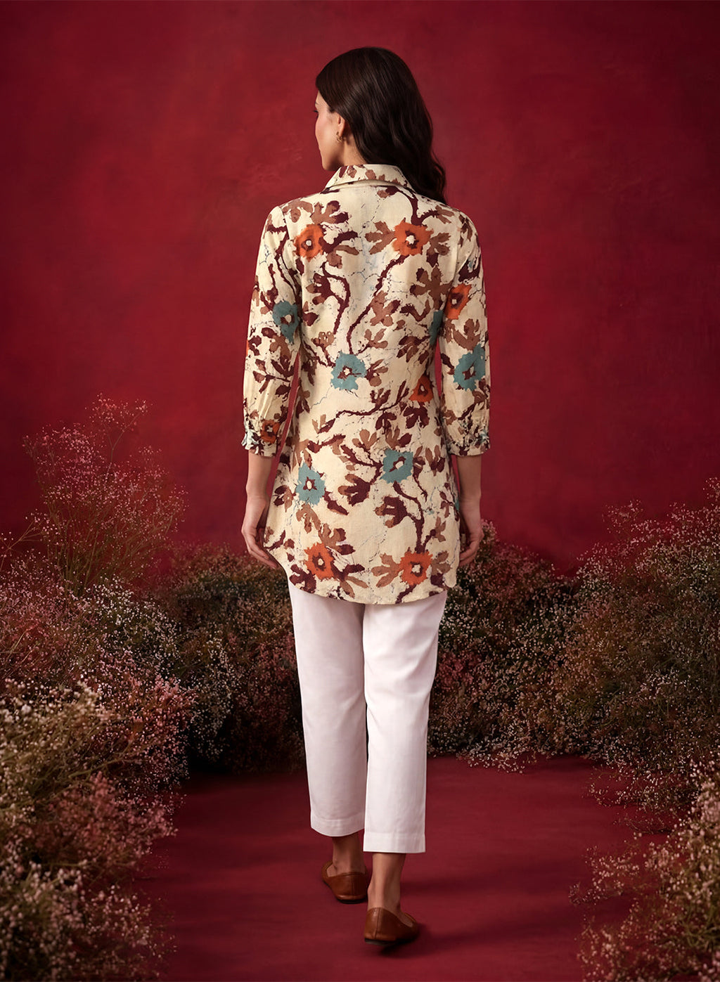 Wine All Over Printed Crepe Shirt