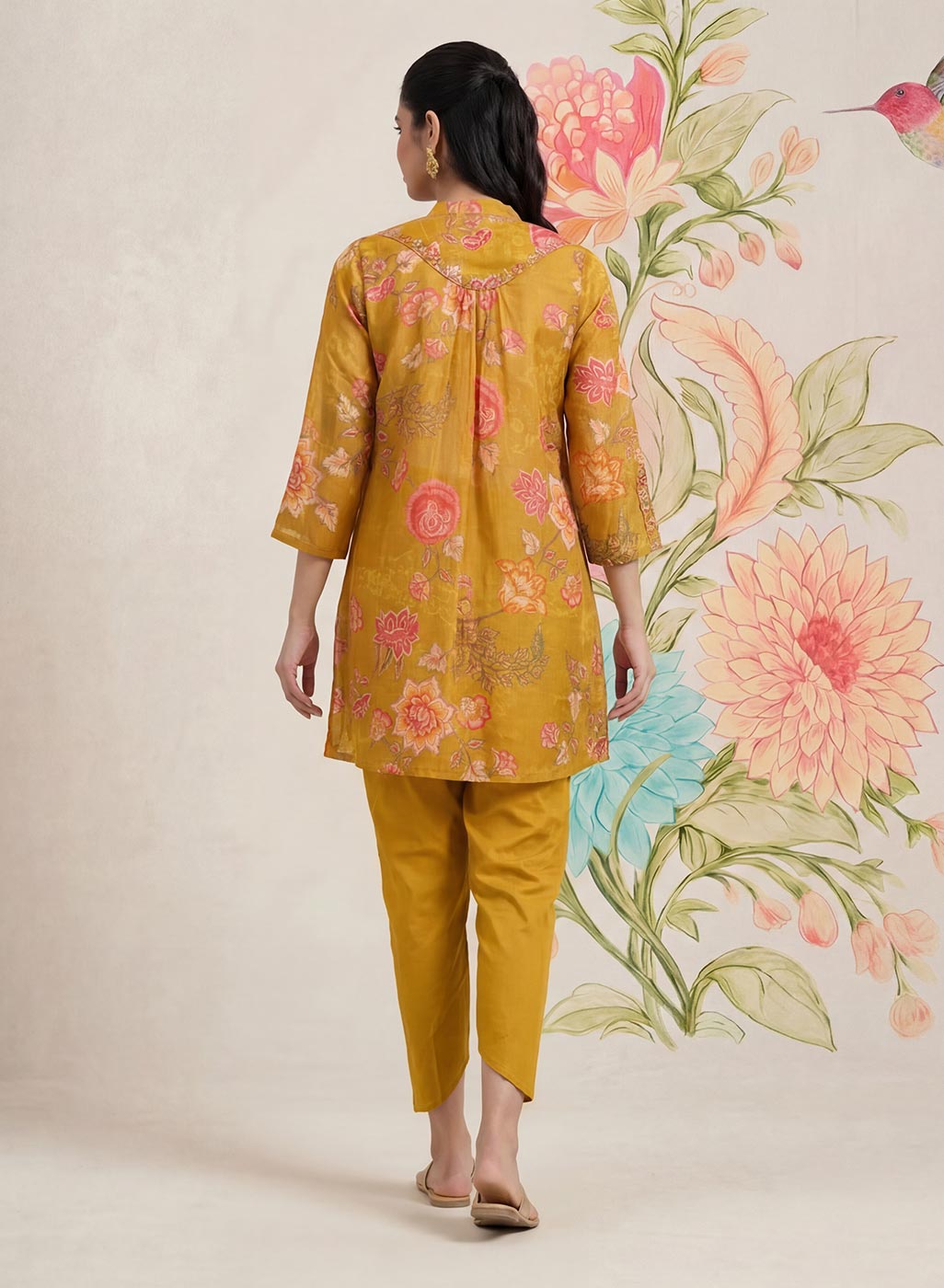Chandrika Mustard Floral Printed Cotton Co-ord Set