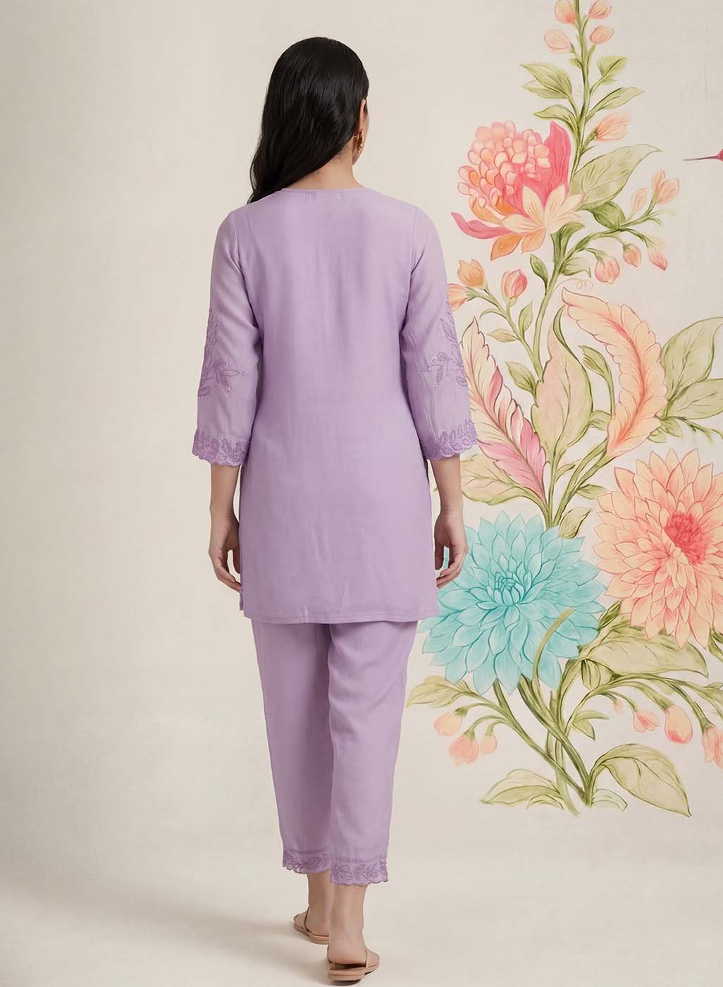Vaadi Light Purple Embroidered Co-ord Set