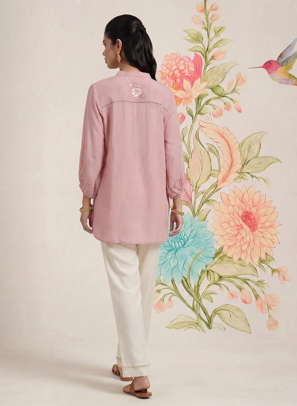 Kissa Pink Embroidered Shirt