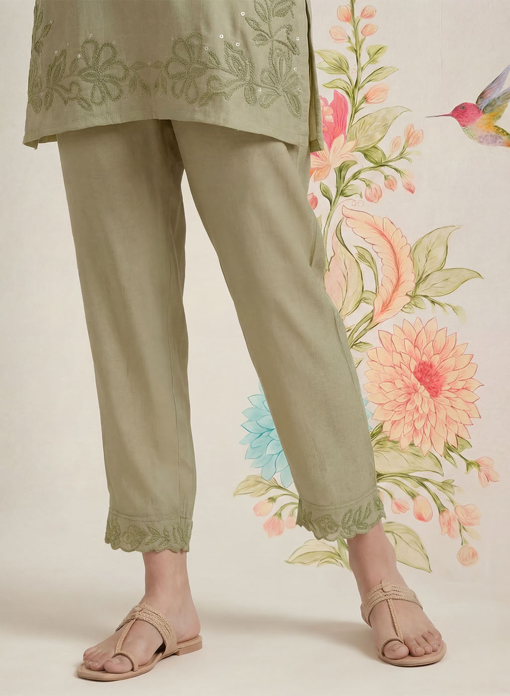 Vaadi Green Embroidered Co-ord Set
