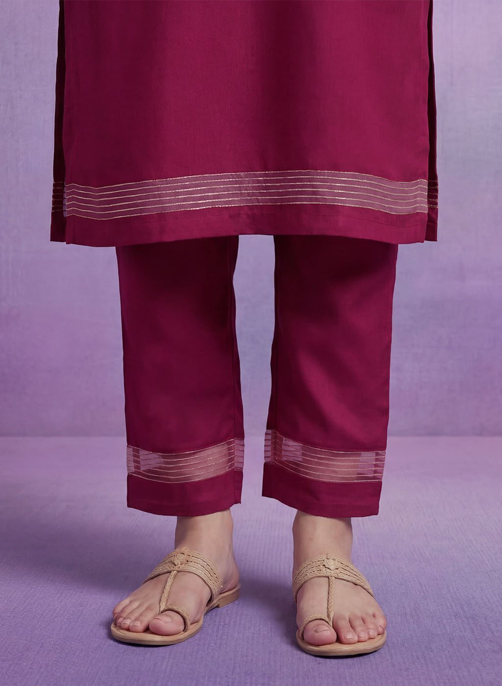 Fuchsia Embroidered Suit Set with contrast Dupatta