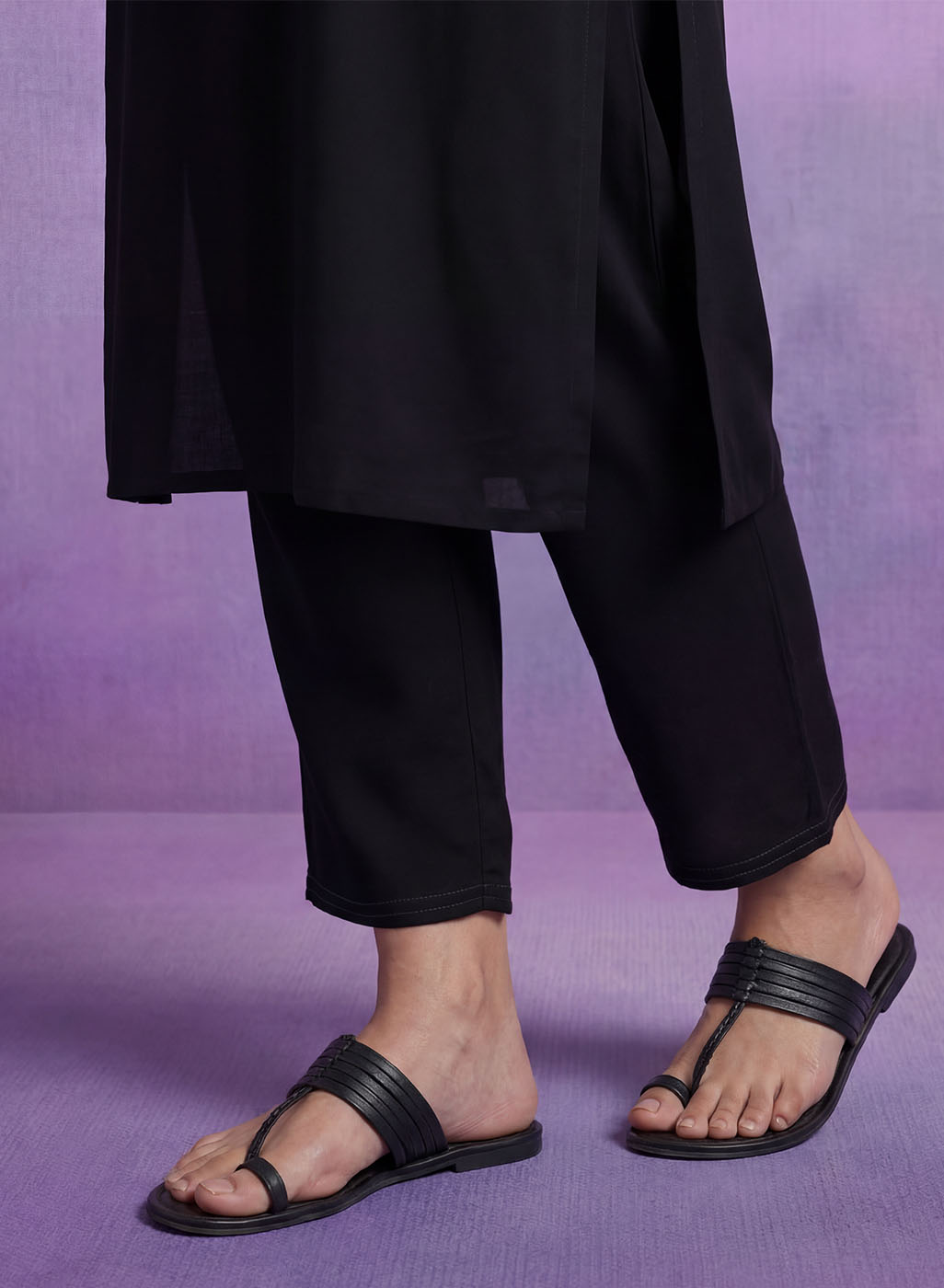 Black Cotton Blend Embroidered Co-ord Set