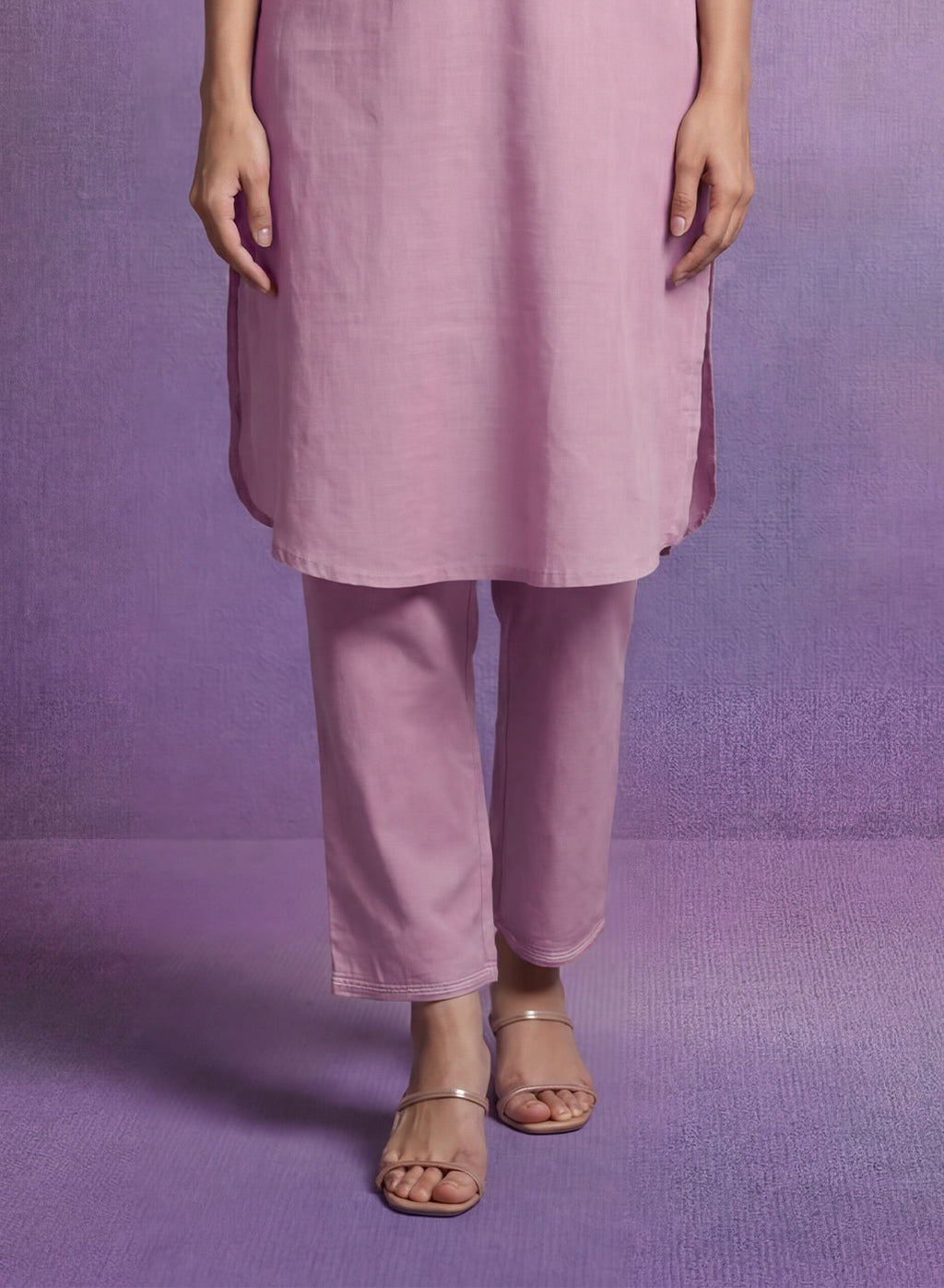 Pink Embroidered Straight Kurta Set