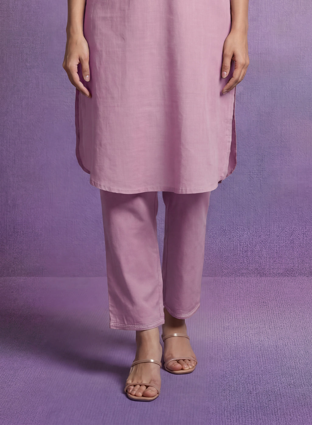 Pink Embroidered Straight Kurta Set