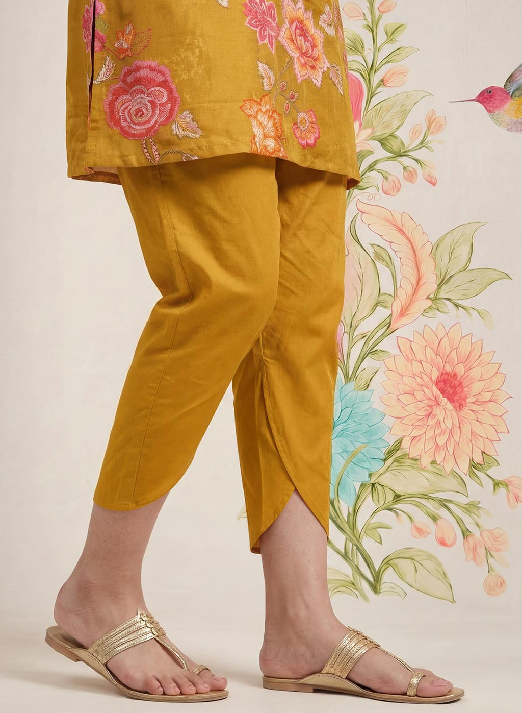 Chandrika Mustard Floral Printed Cotton Co-ord Set