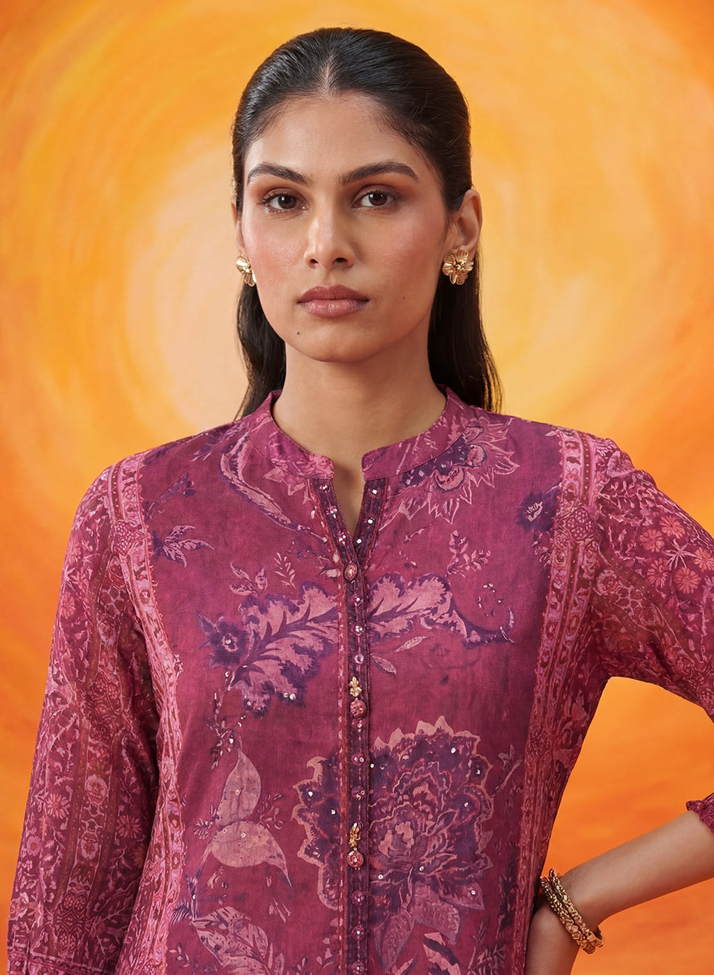 Paakhi Dark Pink Printed Shantoon Tunic