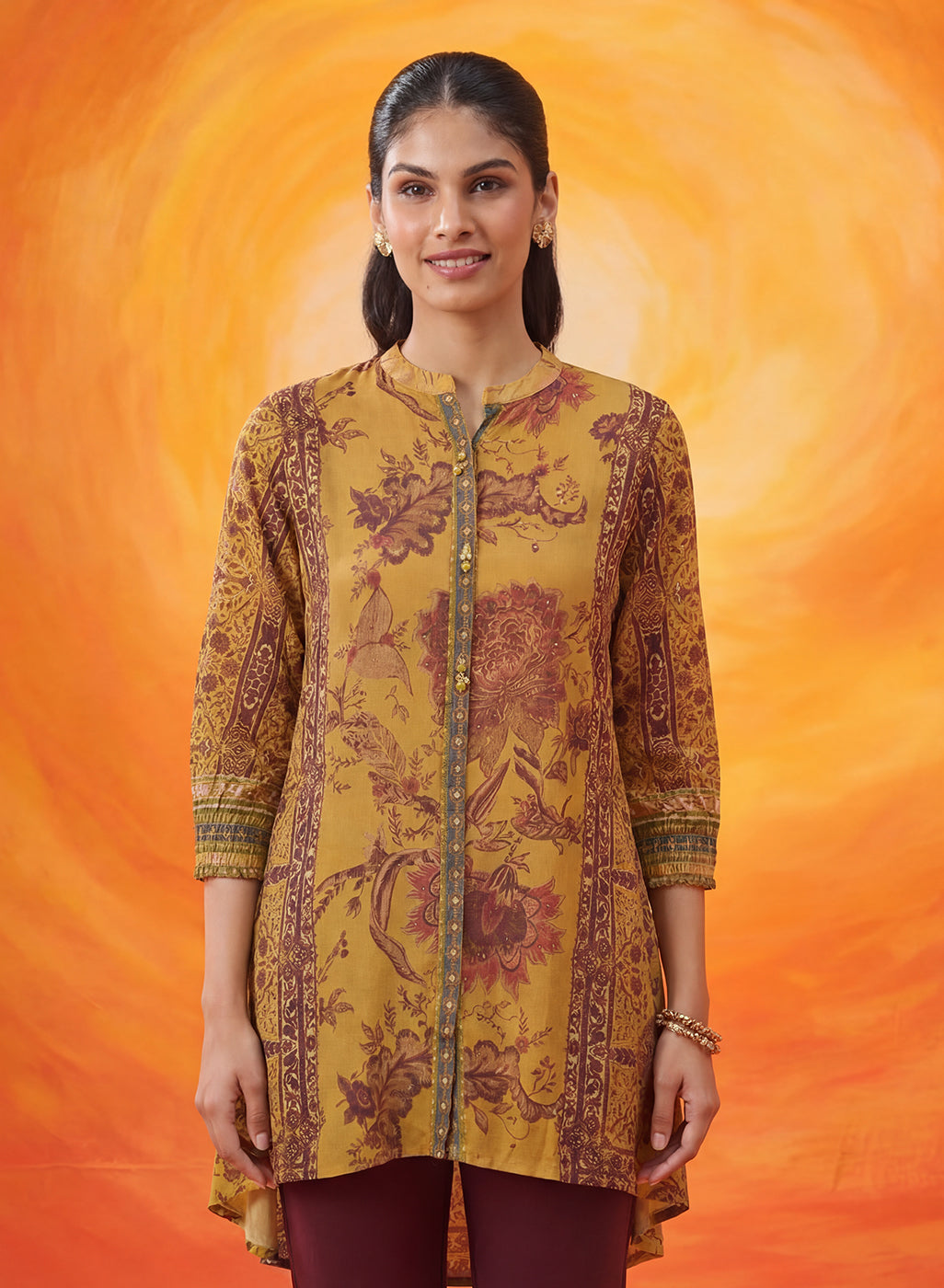 Paakhi Mustard Printed Shantoon Tunic