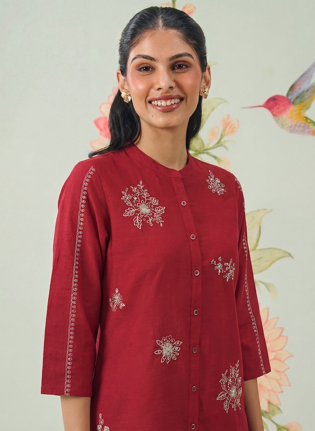 Chavi Red Embroidered Co-ord Set