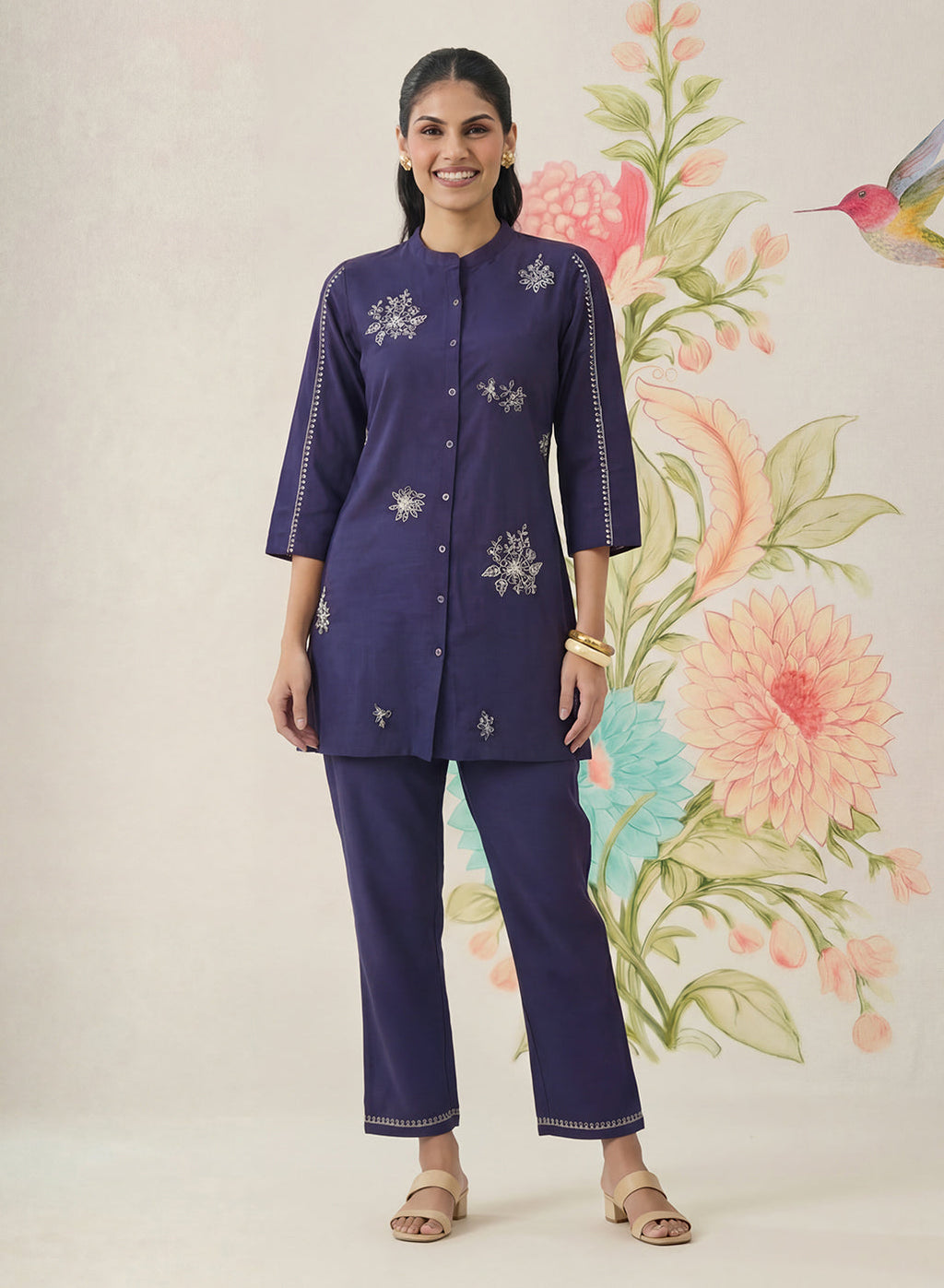 Chavi Navy Embroidered Co-ord Set