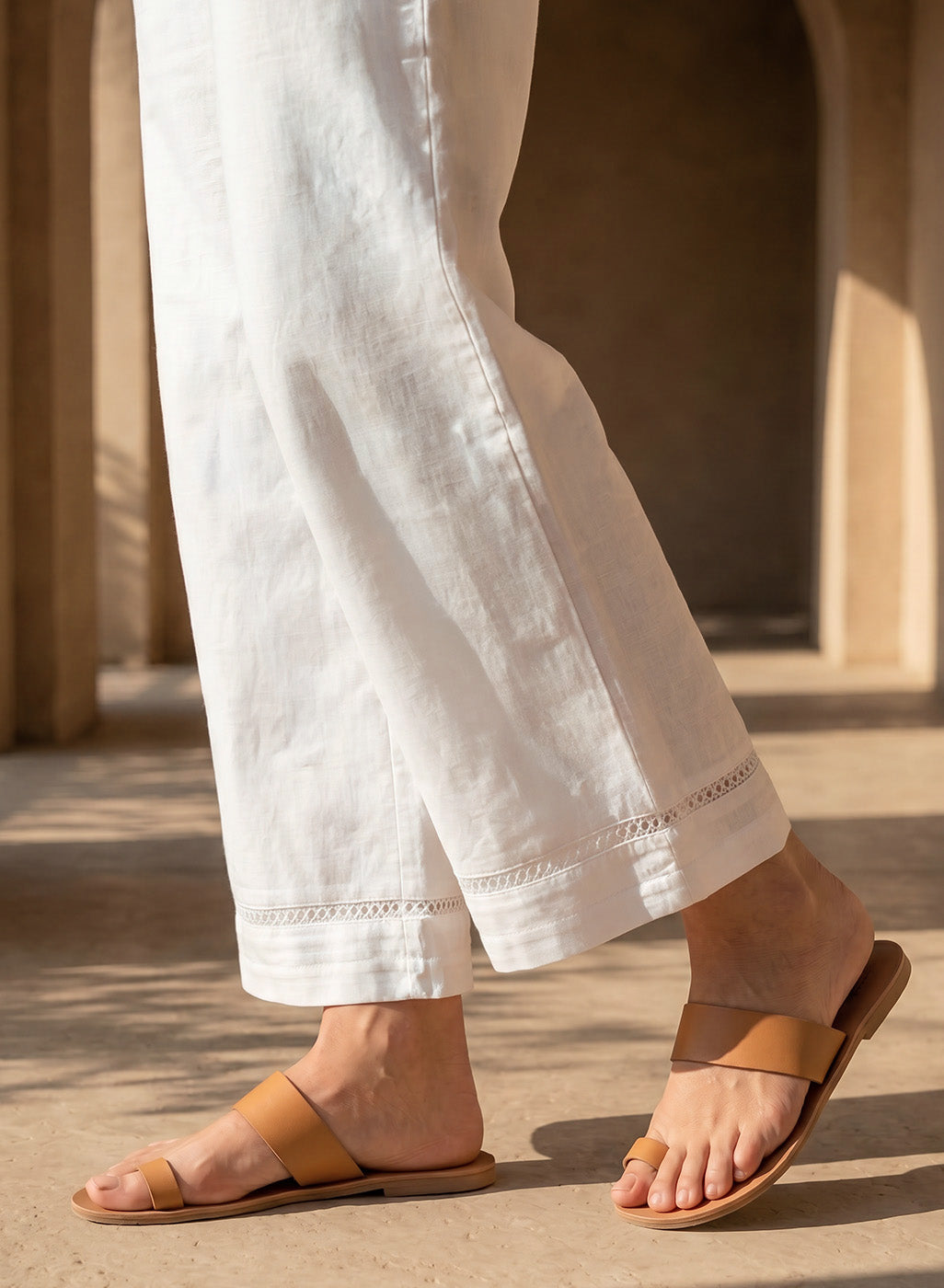 White Linen Blend Daily Wear Palazzos