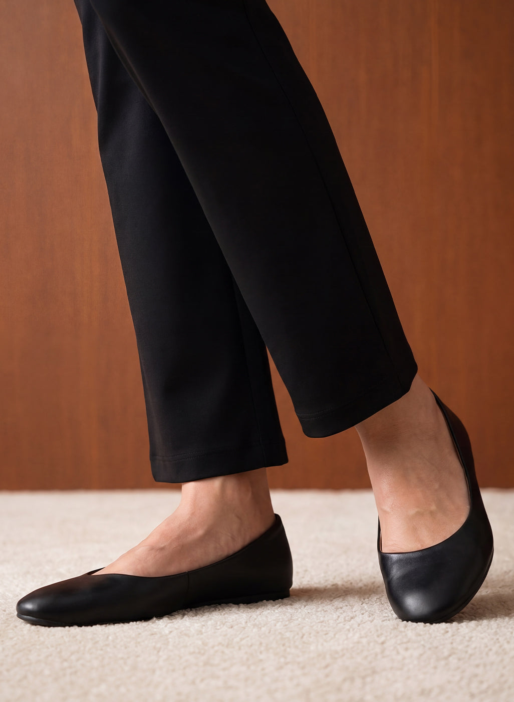 Roma Black Cotton Straight Fit Pant