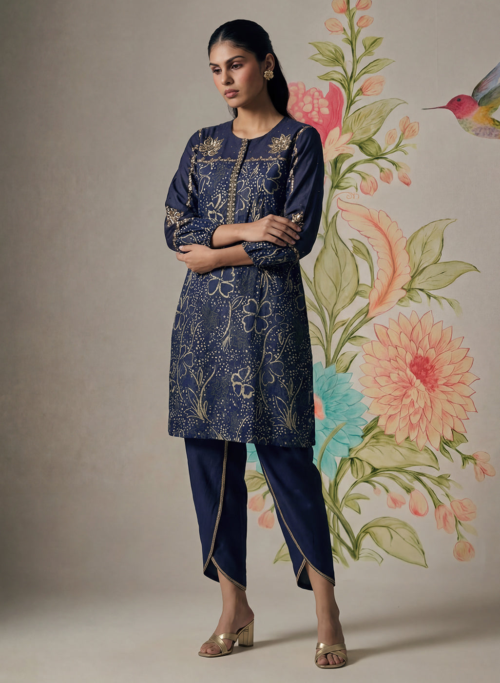 Jhumri Blue Cotton Blend Printed Co-ord Set