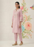 Agasti Baby Pink Embroidered Kurta Set