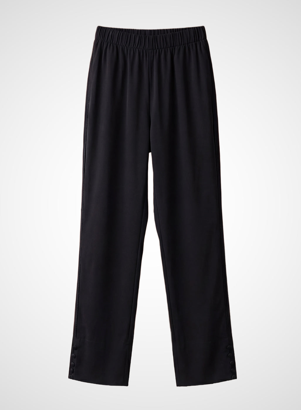 Black  Lycra Full Length Tapered Fit Pant