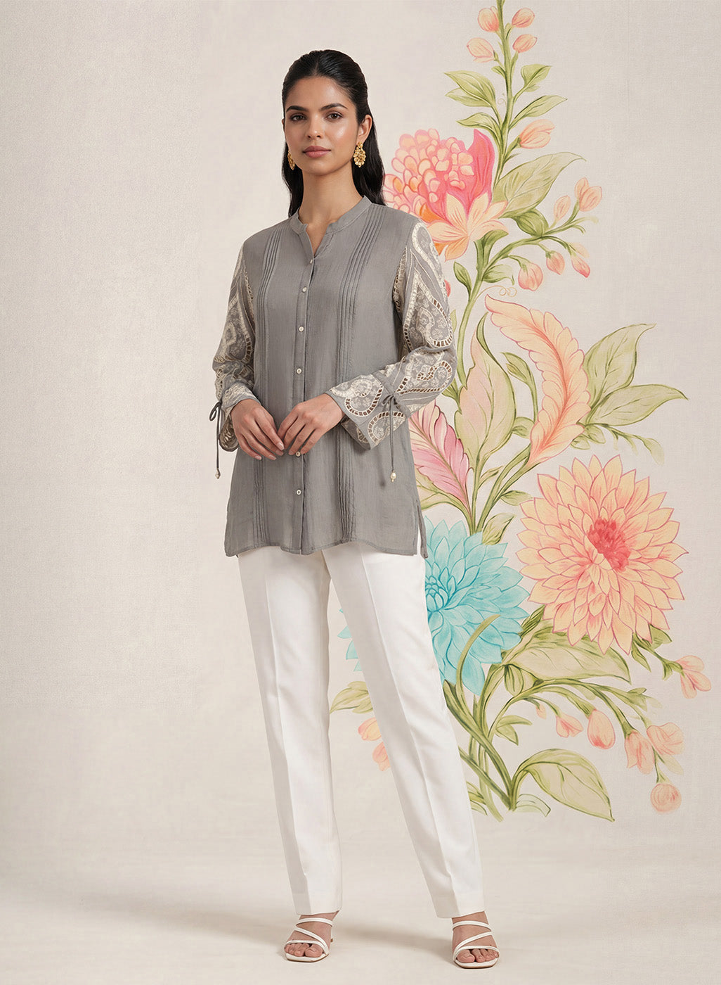 Taal Grey Embroidered Shirt