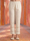 Ivory Lycra Straight Embroidered Palazzo