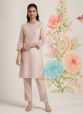 Suroor Light Beige Embroidered Chanderi Kurta Set