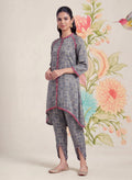 Nesoi Grey Printed Satin Co-ord Set