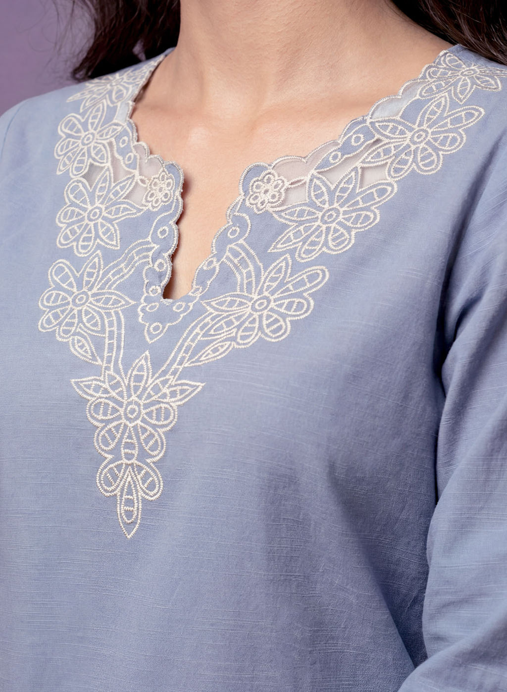 Blue Embroidered Co-ord Set