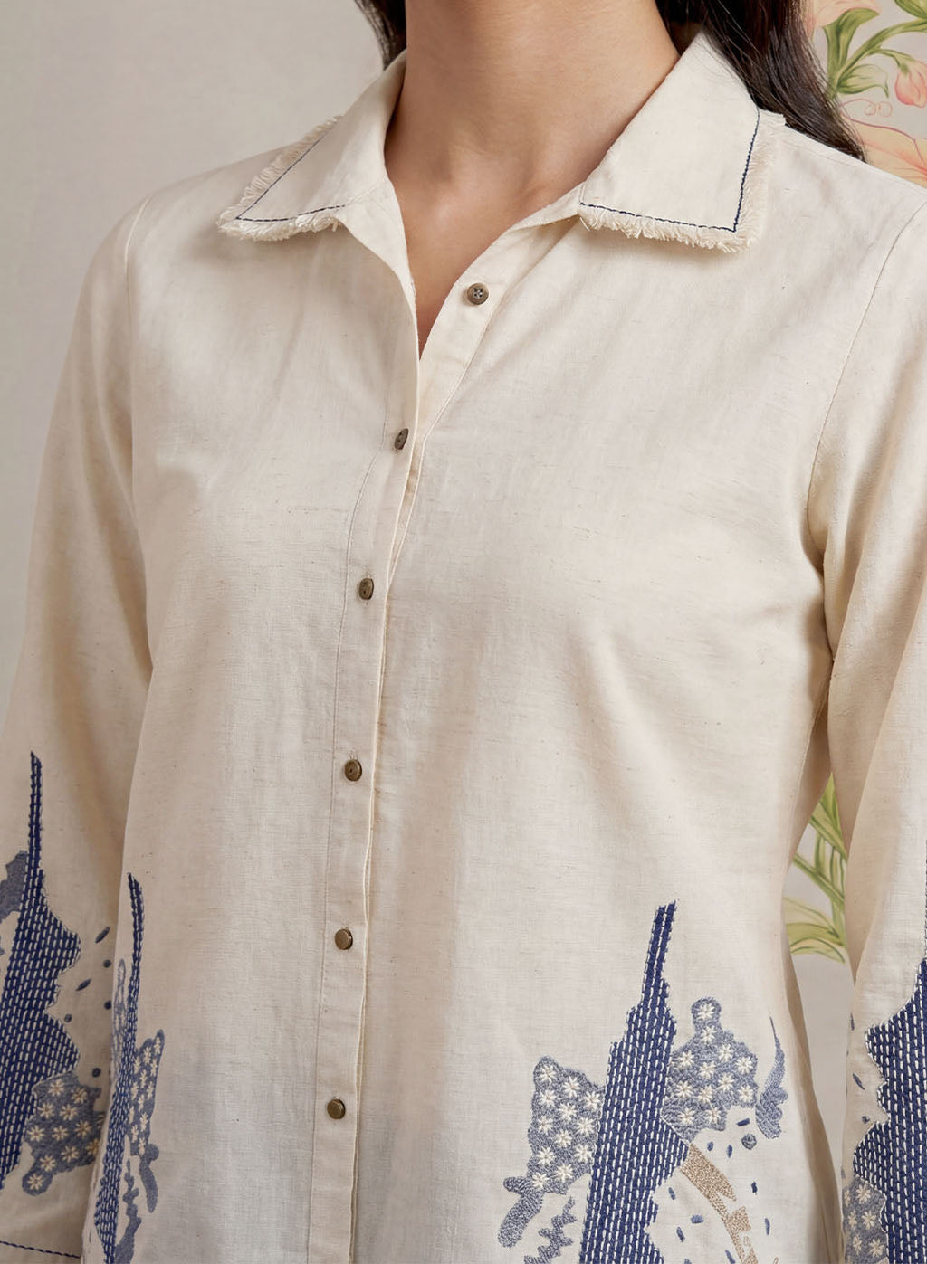 Sakhi Ivory Embroidered Shirt