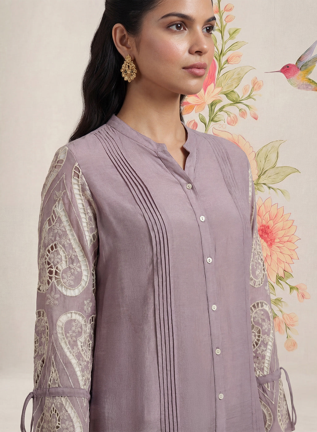 Taal Lavender Embroidered Shirt