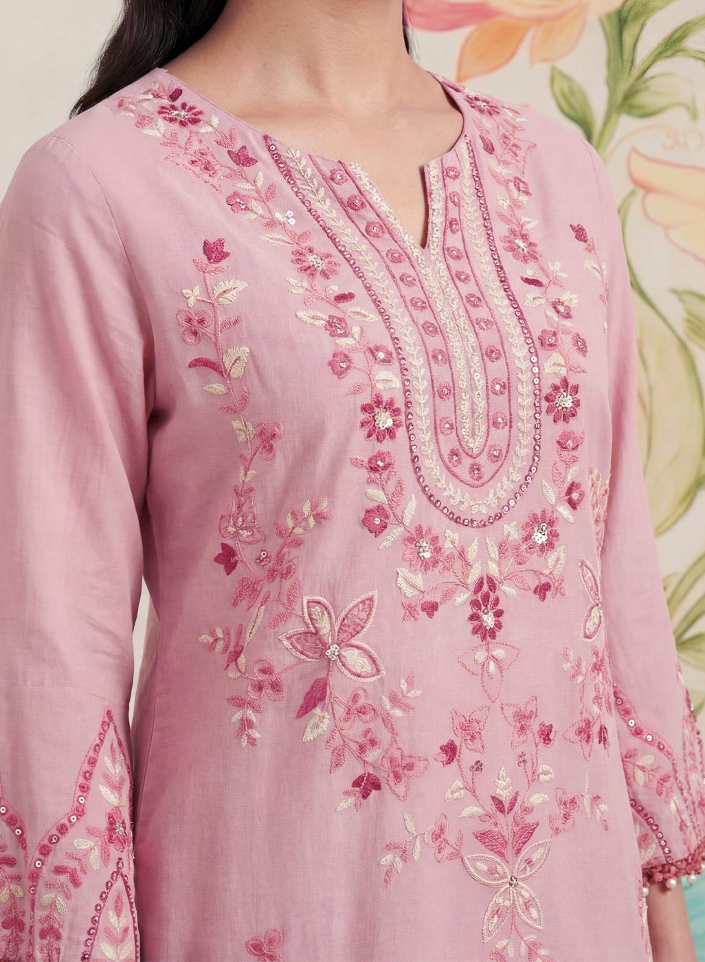 Amoli Light Pink Embroidered Kurta Set
