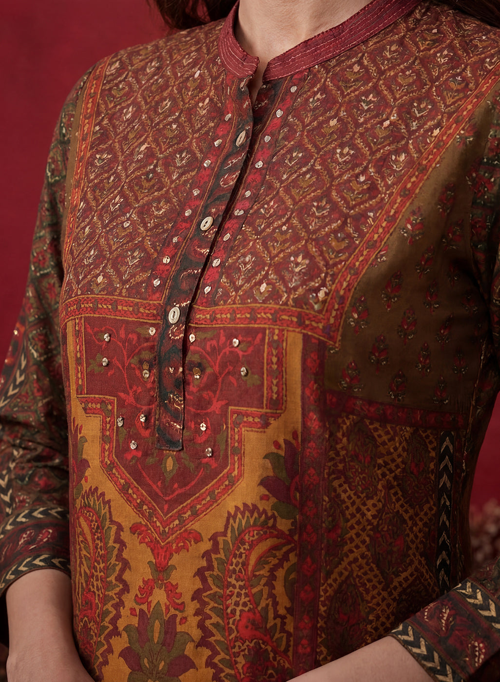 Orabella Olive Printed Shantoon Tunic