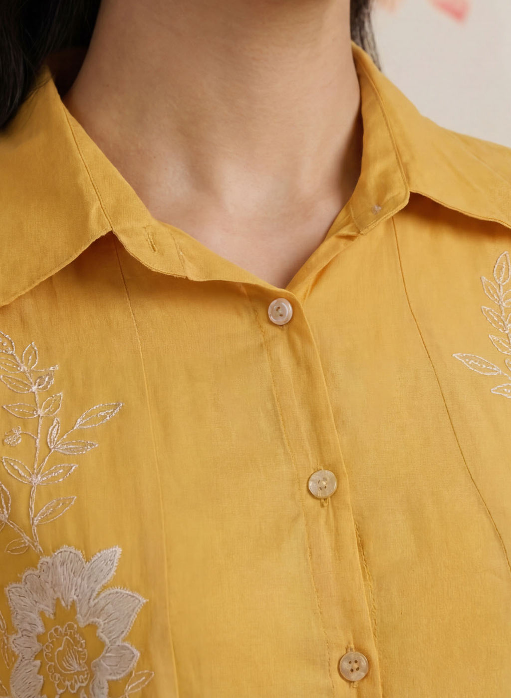 Maitri Mustard Embroidered A-line Tunic