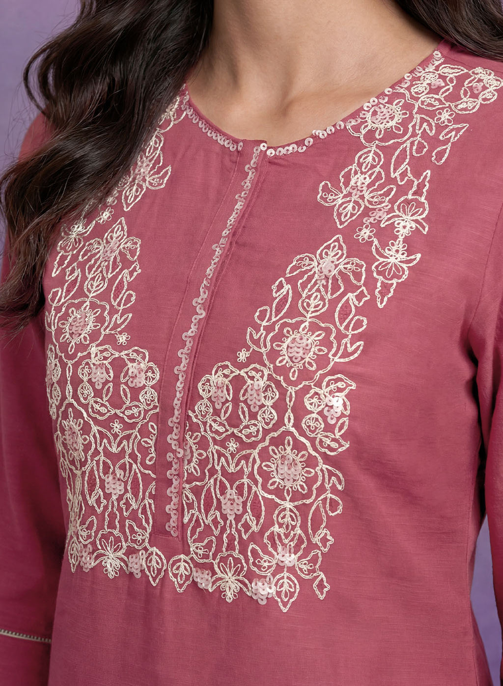 Coral Embroidered Straight Kurta Set