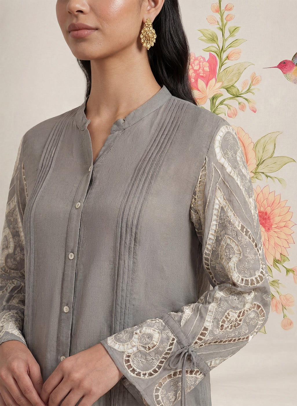 Taal Grey Embroidered Shirt
