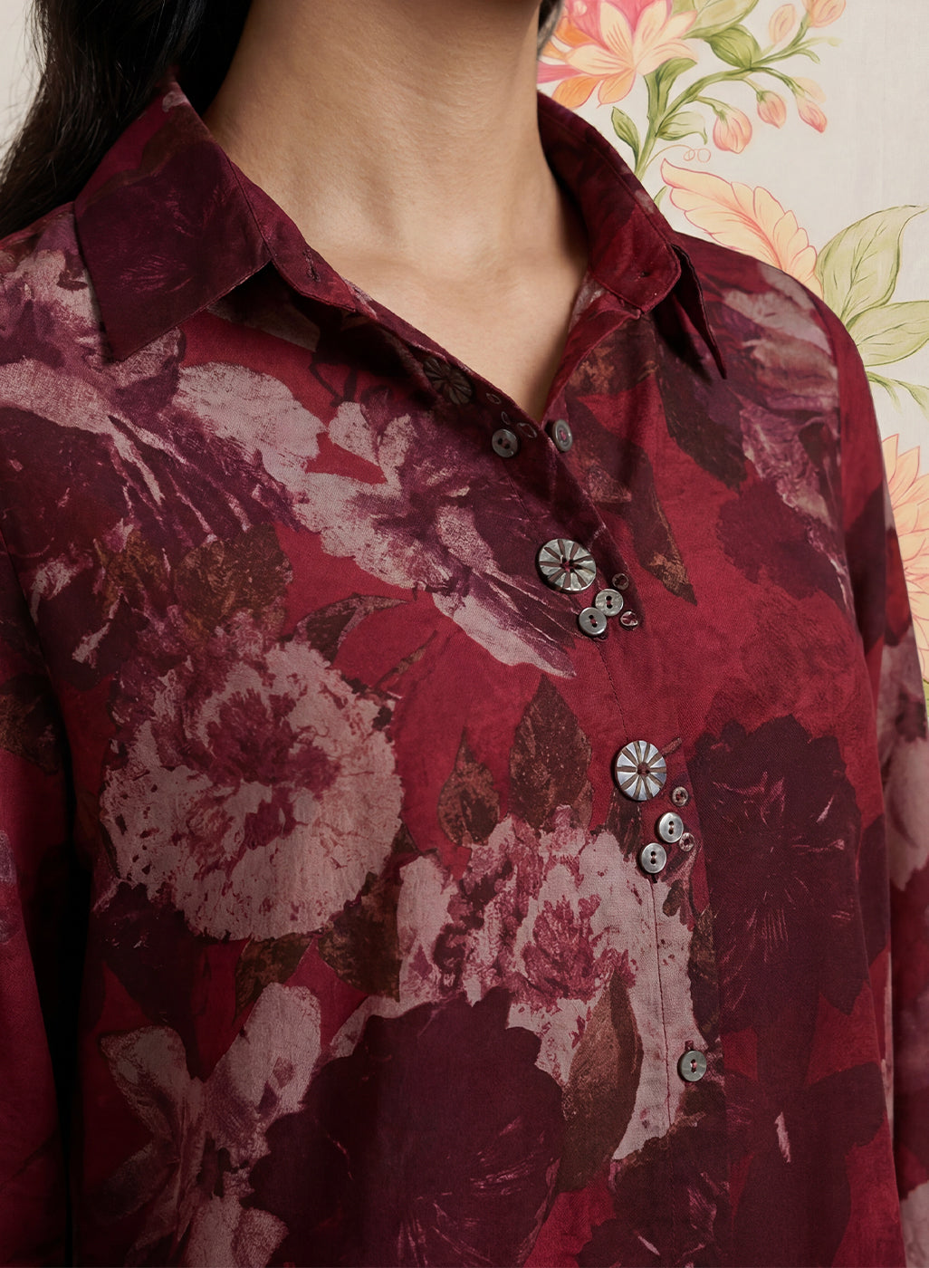 Hena Maroon Printed Co-ord Set