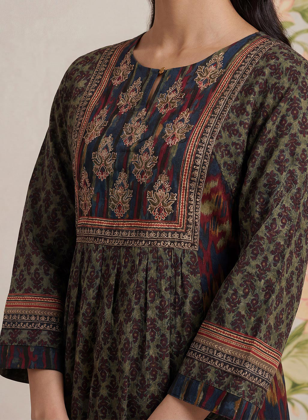 Mehrang Navy Printed A-line Kurta