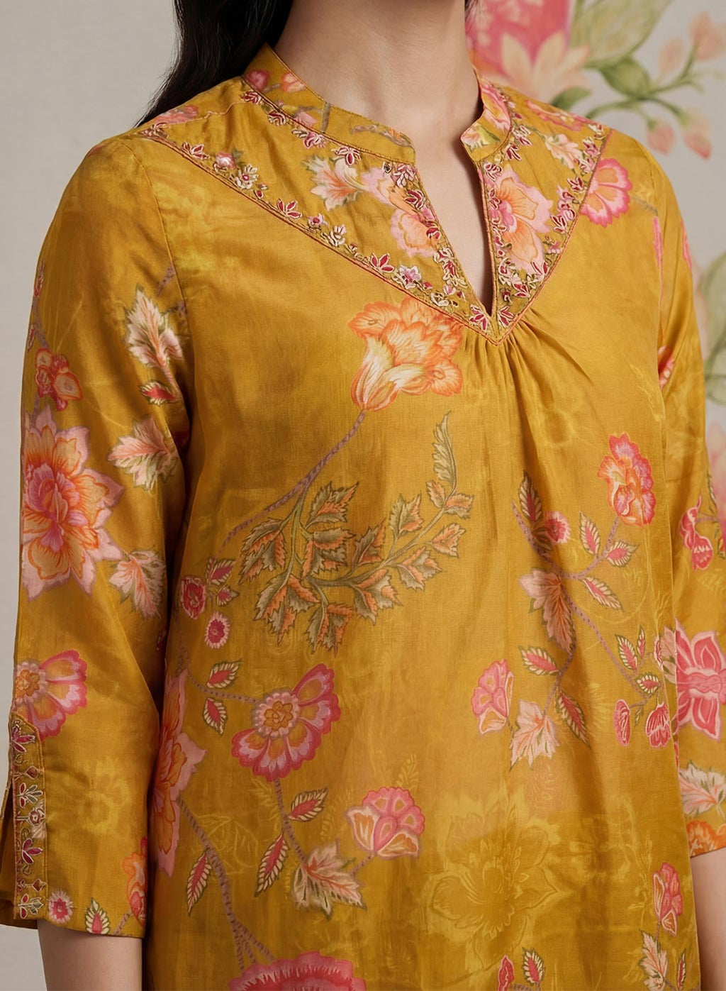 Chandrika Mustard Floral Printed Cotton Co-ord Set