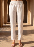 Ivory Poplin Lycra Tapered Essentials Pant