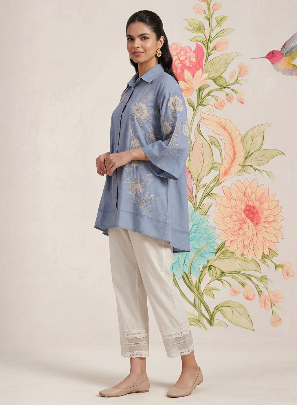 Maitri Spa Embroidered A-line Tunic