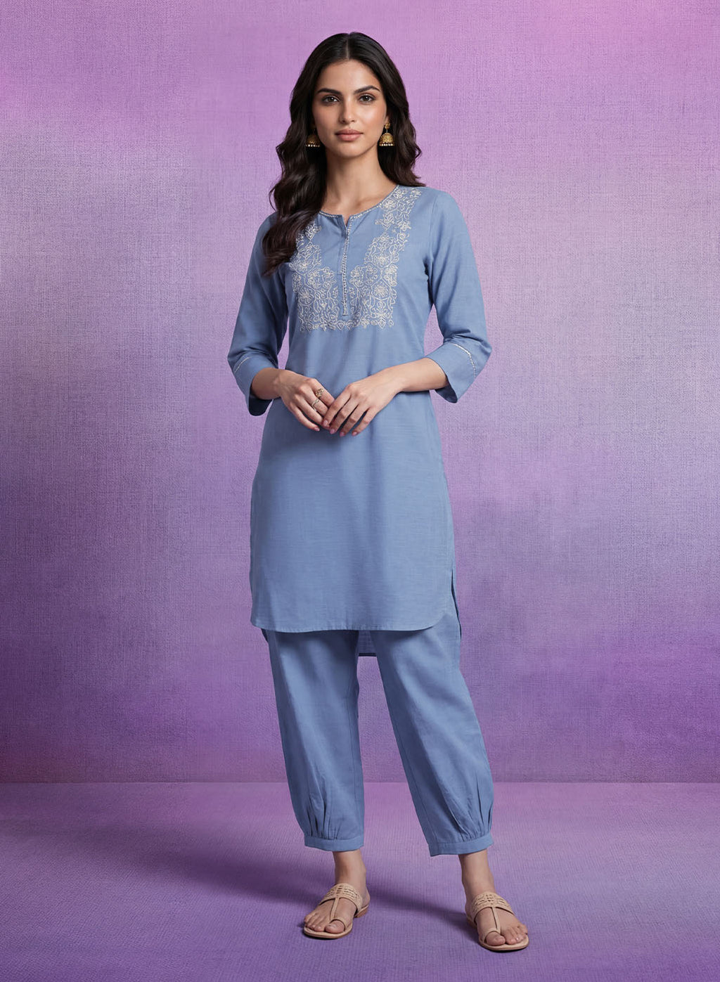 Spa Embroidered Straight Kurta Set