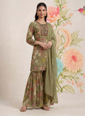 Manjari Green Printed Garara Suit Set with Dupatta