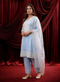 Spa Embroidered Chanderi A-Line Suit Set