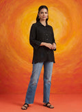 Nriti Black Embroidered Cotton- Blend Shirt