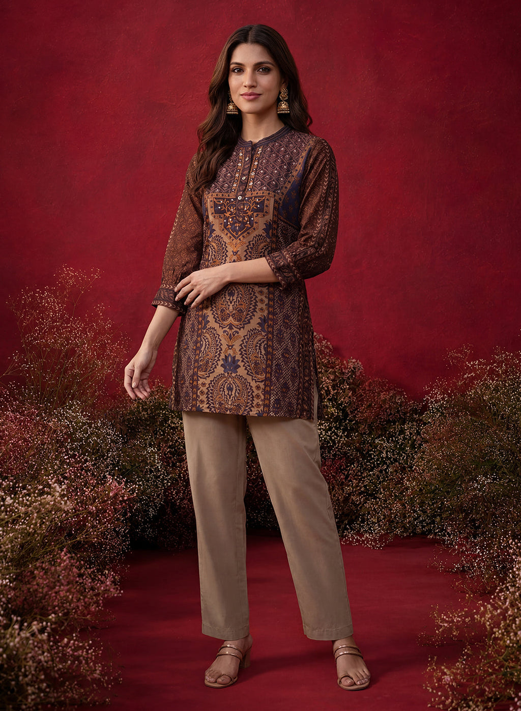 Purple Printed Shantoon Tunic