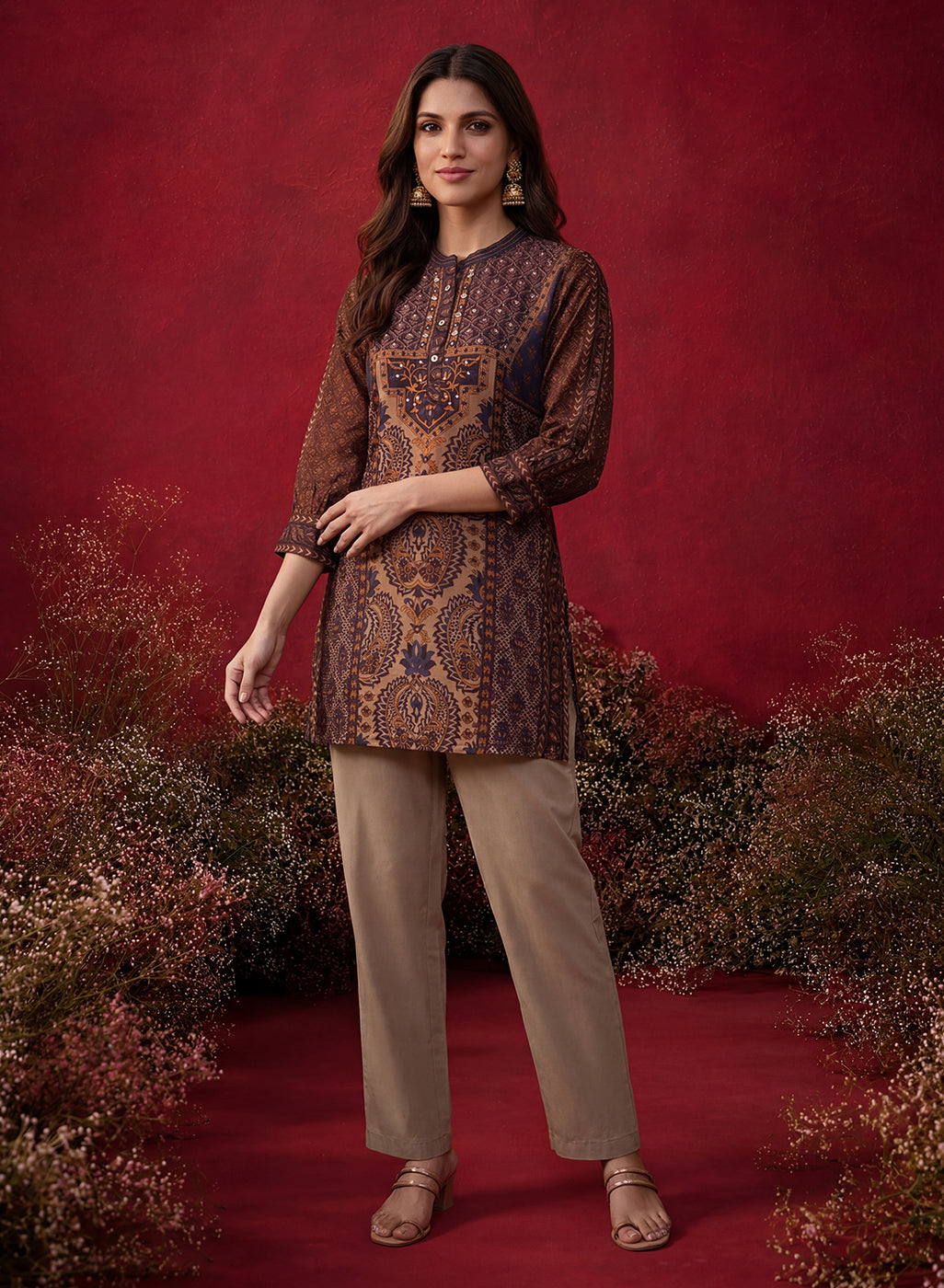 Purple Printed Shantoon Tunic
