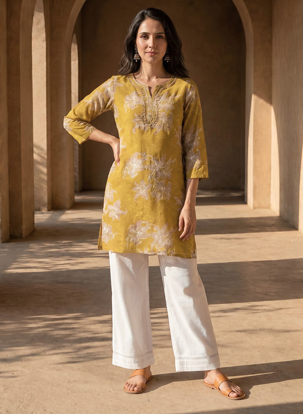 White Linen Blend Daily Wear Palazzos
